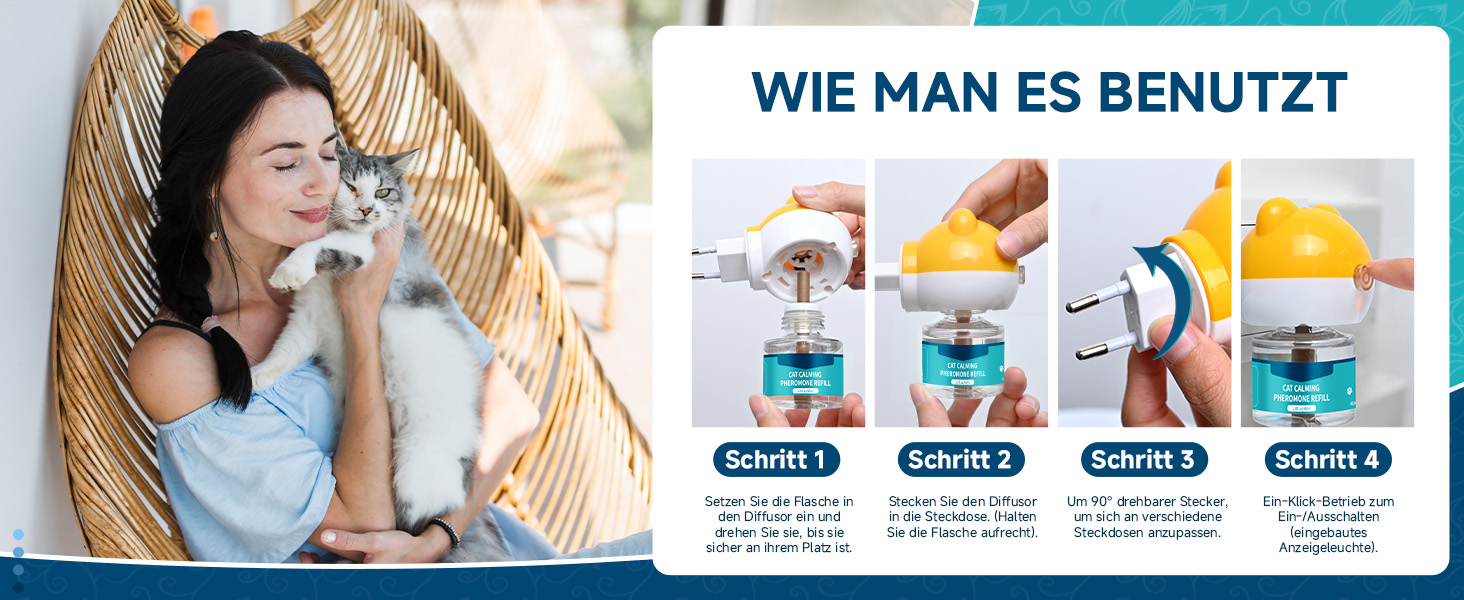 VICSOM 3in1 Pheromone Diffuser Katzen 60 Tage Pheromone Katzen