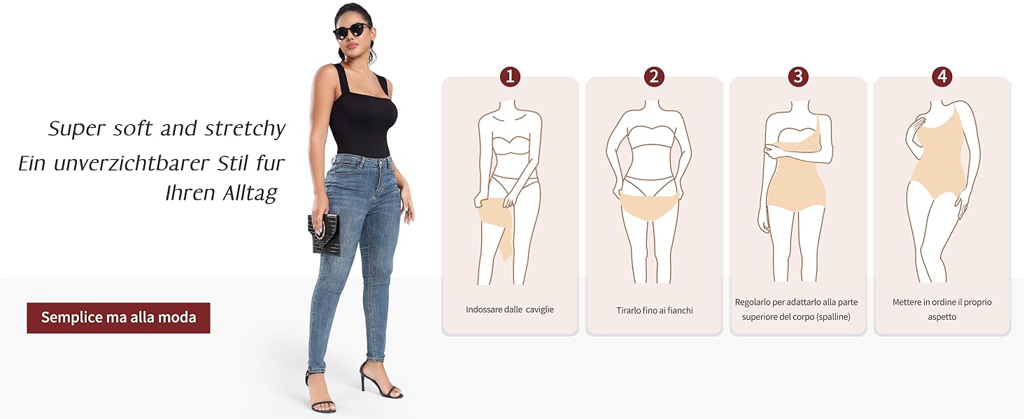 STARBILD Body Damen Shapewear Bauchweg Sommer Quadratischer Ausschnitt Ausgehen-Tank tops