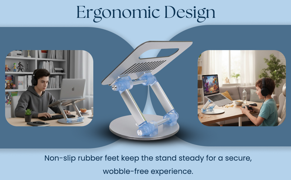 J27 Portable Laptop Stand, Ergonomic Adjustable Alloy Laptop Riser, Foldable Stand, Height Adjustable, Anti-Slip Design, Lightweight, Ideal for Work, Study, and Travel 133 J27 Portable Laptop Stand SPN-MX9E8