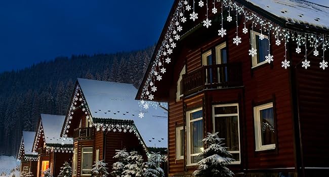 Toodour Christmas Snowflake Lights Outdoor, 17.22ft 264 LED