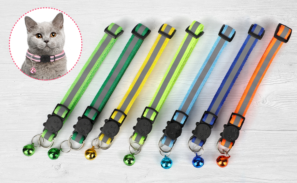 Rypet Reflective Cat Collar with Bell, Set of 12