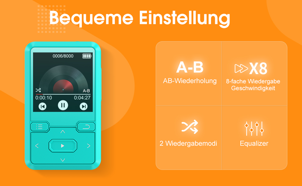 32GB Clip MP3Player mit Bluetooth 5.0, tragbarem SportMP3Player