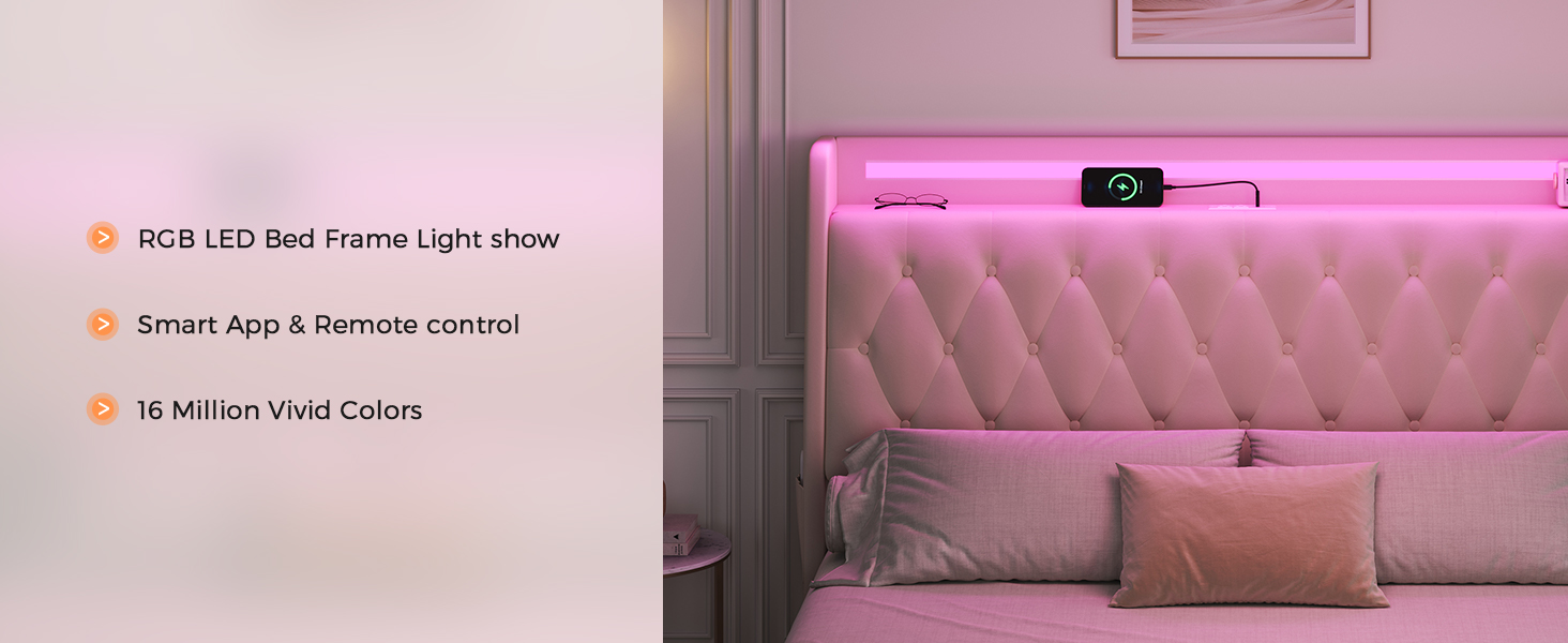 LED girls Queen bed