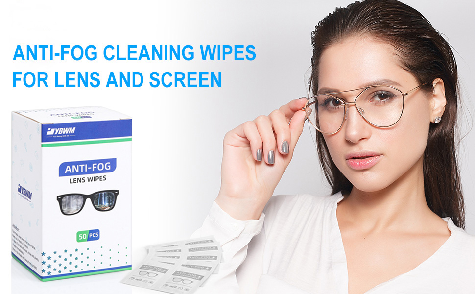 Anti Fog Wipes for Glasses, YBWM 50PCS Individually Wrapped Antifog