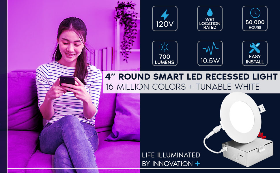 rgb rgb tunable white smart led recessed ceiling light downlight color selectable app voice control