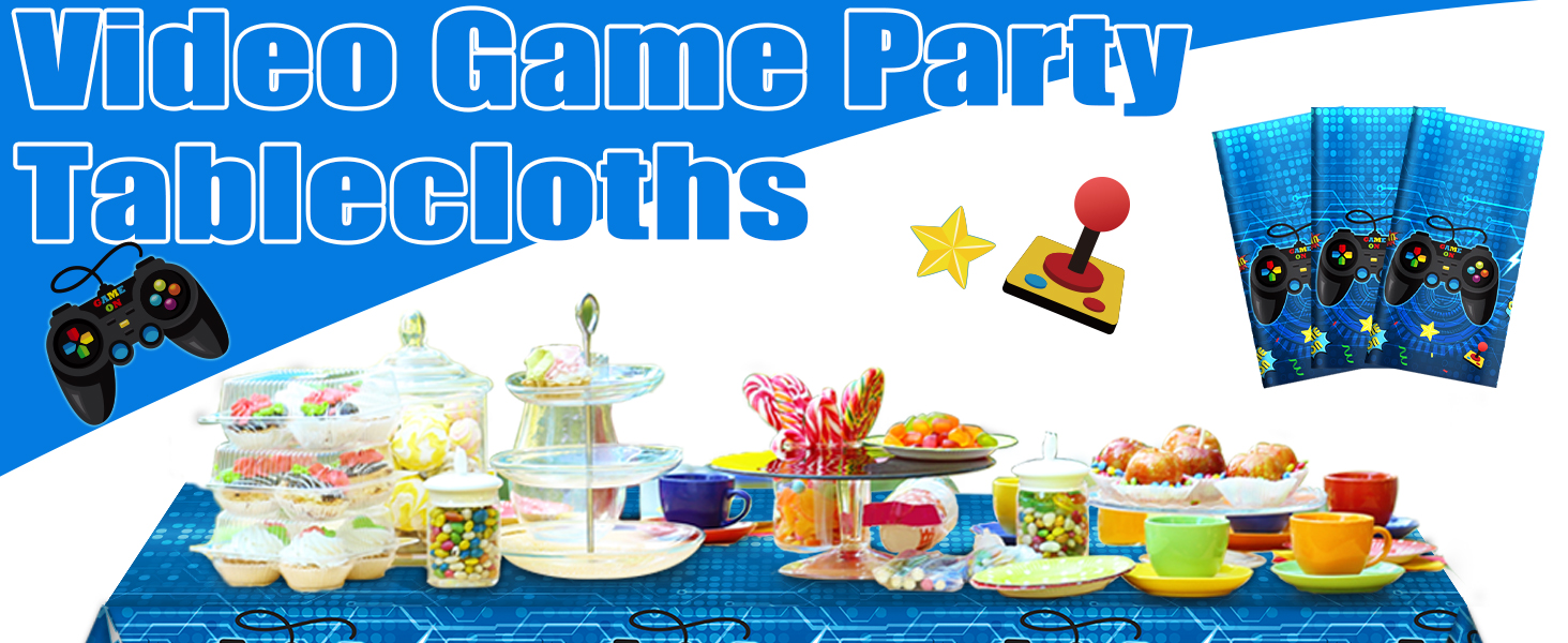 gisgfim 3pcs Video Game Party Tablecloths