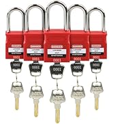 HiLKCO Lockout Tagout Locks - 5 Pack Red Locks, Keyed Alike Padlock OSHA Compliant Lock Out Tag O...