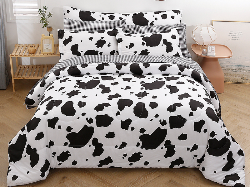 SUCSES Cow Print Queen Comforter Set, 8Pcs Bed in A Bag