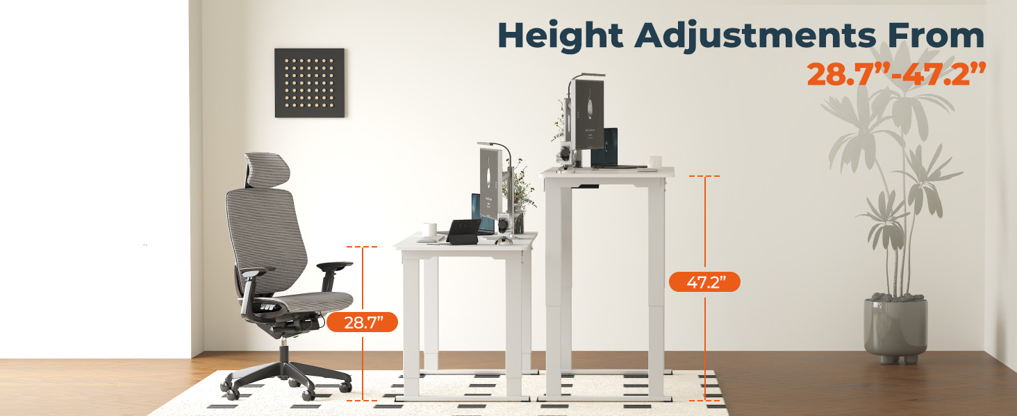 height adjustments from 28.7&#34; to 47.2&#34;