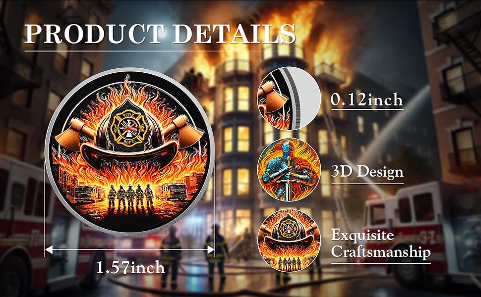 Firefighter Helmet and Double Axe Knight Challenge Coin | Courage and Valor Memorial Medallion