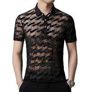 Amazon.com: Yonititeee Mens Flower Embroidery Fishnet See