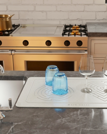 The quick-dry stone kitchen mat from Maze Oasis, perfect as a stylish dish rack alternative.