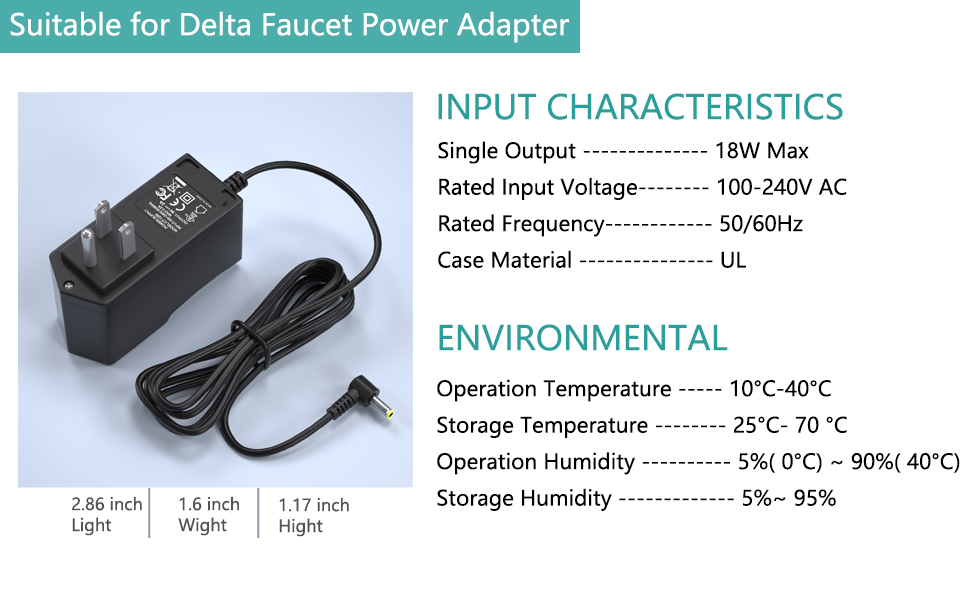 9V Faucet Replacement Power Supply for Delta Faucet Power Adapter EP102157