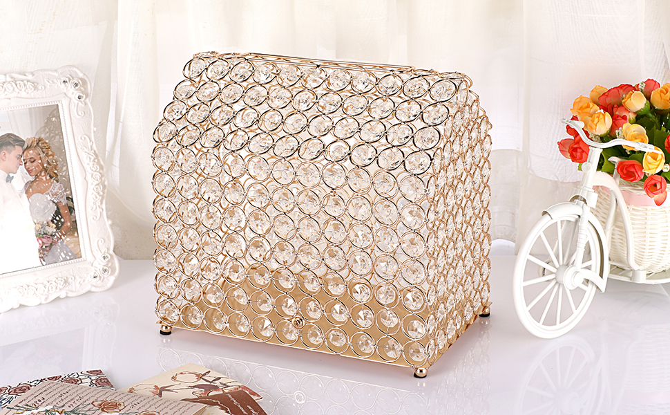 ELLDOO Crystal Wedding Card Box, House Shape Money Card Box