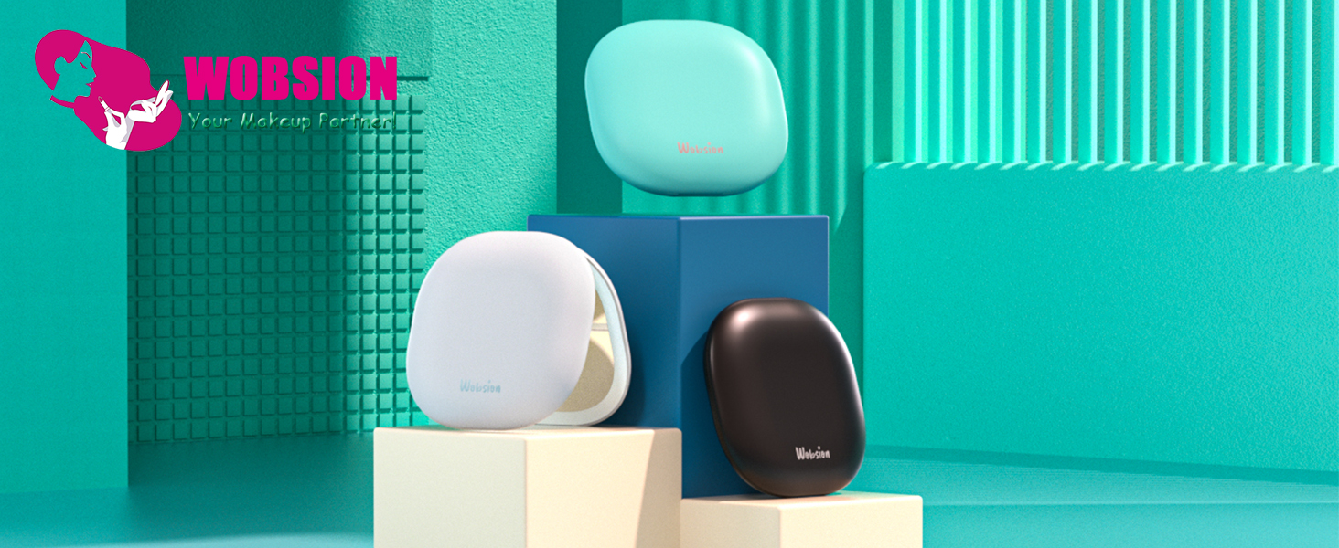 wobsion Travel Mirror with Light, Rechargeable 1x/10x