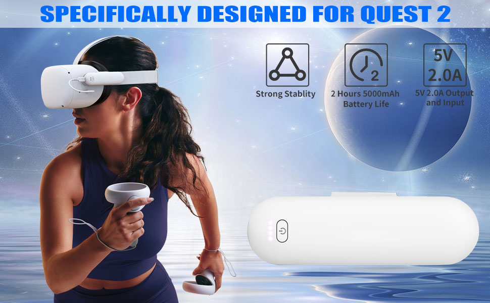 5000mAh Rechargeable Battery Pack for Quest 2 Accessories/Meta Quest 2