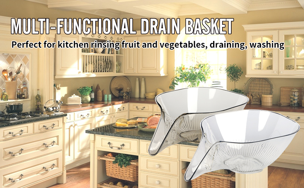 2 PCS Multi Functional Drain Baskets, Large Capacity Pasta Strainer
