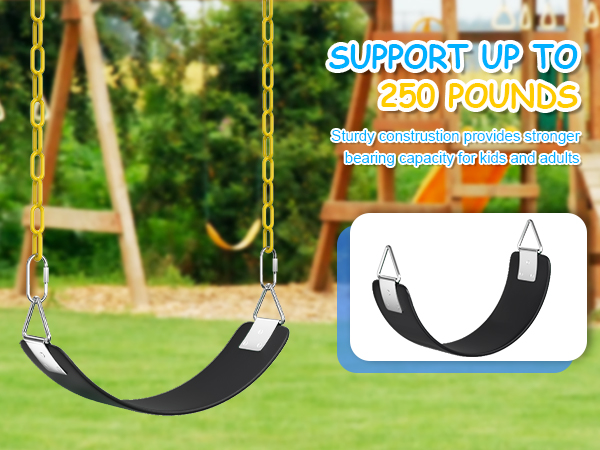 Swing Seat with 66 Inch Anti-Rust Chains Thermoplastic Coated