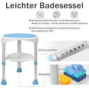 Höhenverstellbarer Duschstuhl 