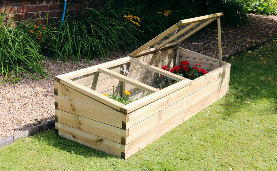 Zest Sleeper Cold Frame Wooden Garden Cold Frame for Plants