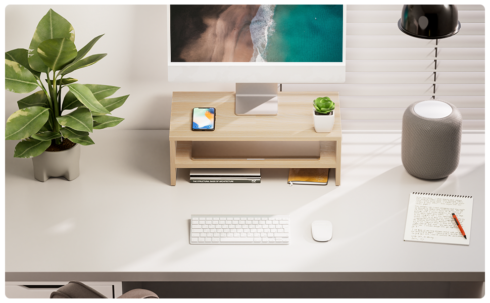 FITUEYES Computer Monitor Stand 16.7 inch 2 Tiers Laptop Riser with