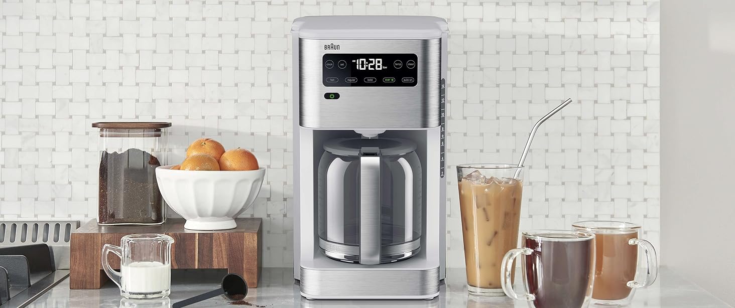 Braun KF5650WH Pure Flavor Coffee Maker, 14 cup, White Amazon.ca Home