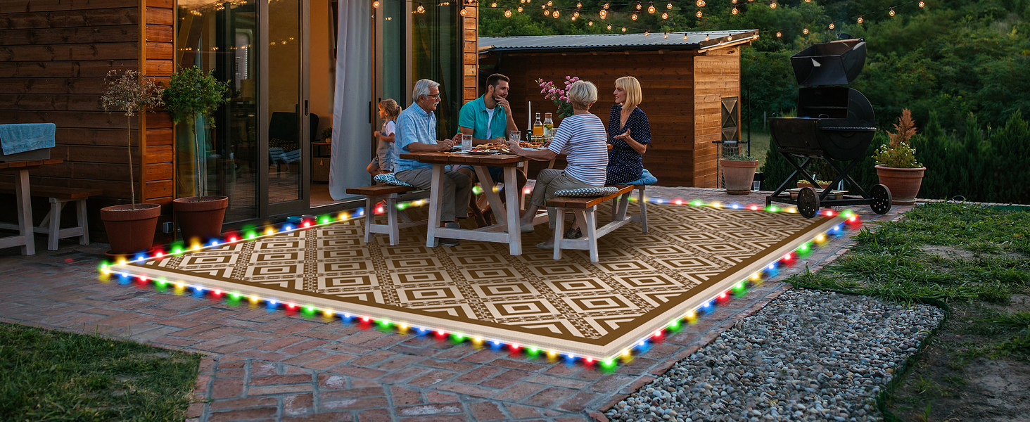 Outdoor Rug with Lights 8x10ft