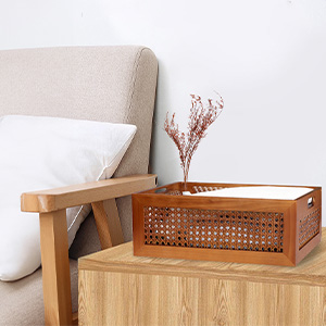 Decorative Natural Bamboo Woven Bins Rustic Farmhouse Decor