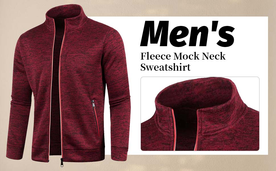 men's fleece mock neck sweatshirt