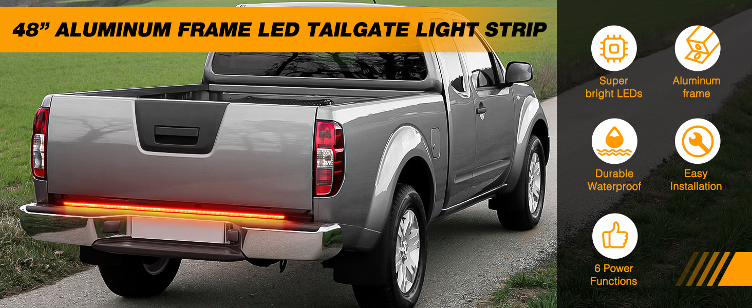 48/60inch tailgate light bar brake light strip Aluminum Frame Strip