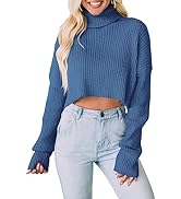 PRETTYGARDEN Women's 2025 Fall Winter Turtleneck Cropped Sweater Causal Ribbed Knit Long Sleeve P...