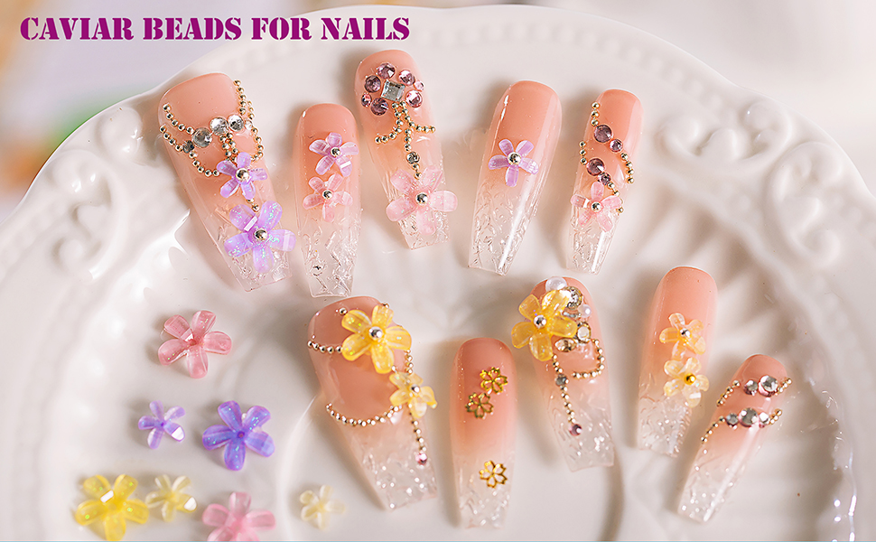 3d flower nail charms