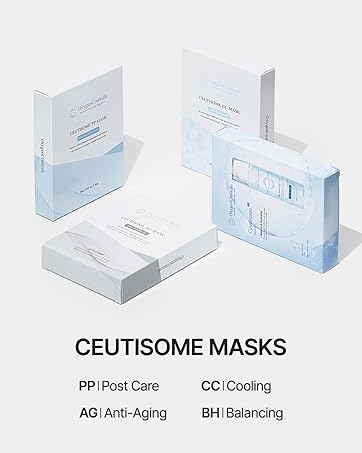 Ceutisome sheet masks for cooling, hydrating, balancing, reducing signs of aging