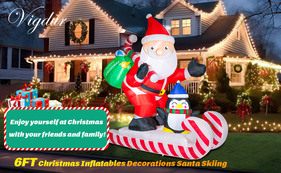 6 FT Long Christmas Inflatables Outdoor Decorations, Blow