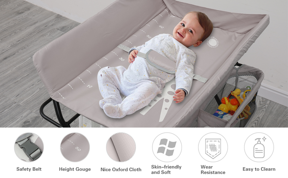 NICEME Baby Nappy Changing Table with Wheels and Storage, Folding