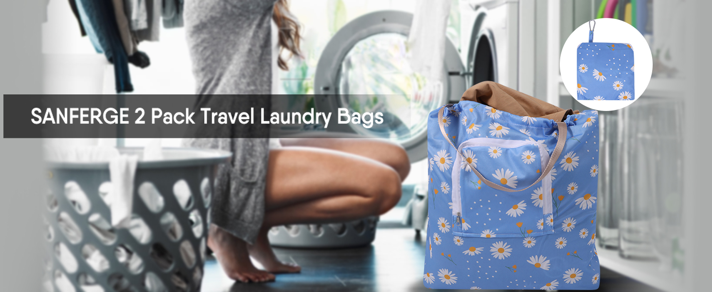 SANFERGE 2 Pack Expandable Travel Laundry Bag