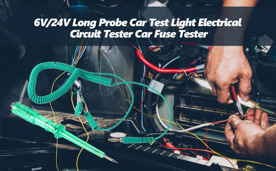 Car Electrical Circuit Tester, Keenso 6V/24V Long Probe Car Test Light