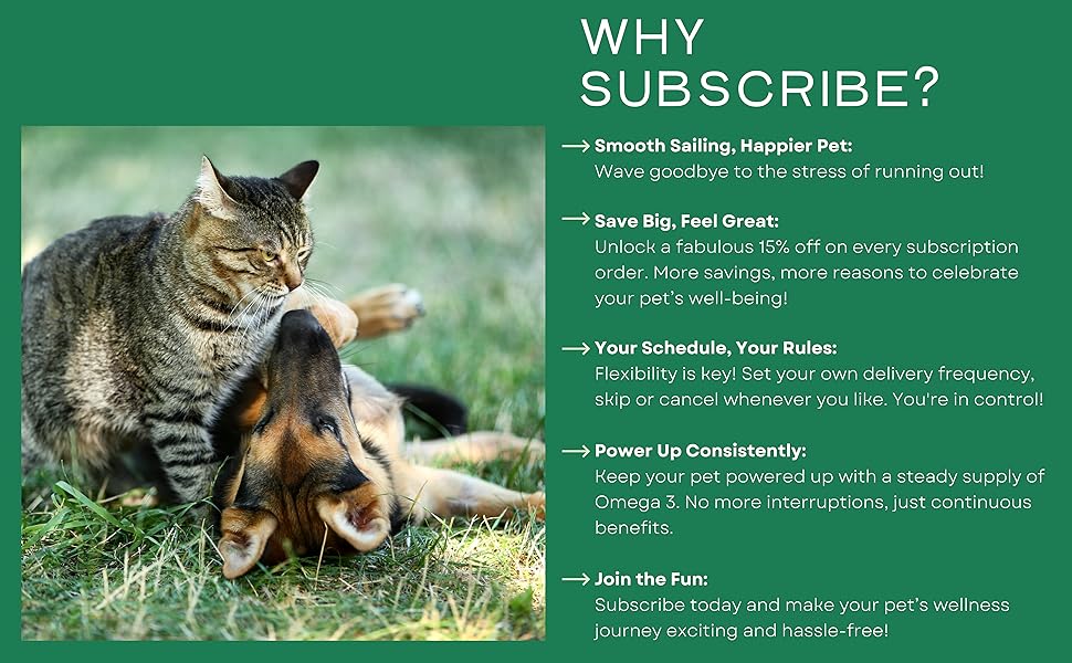 subscribe fish oil for dogs, subscribe fish oil for cats, cats omega 3 oil, cat fish oil.