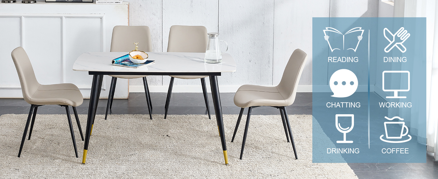 NYEESS 50” Dining Table Set for 4, Small White Marble