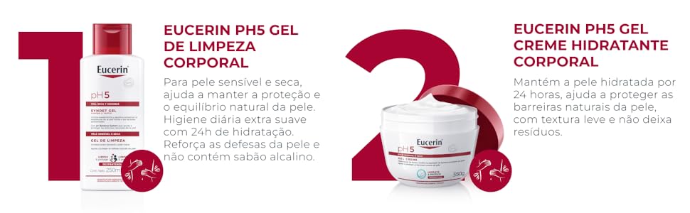 O Eucerin PH5  Gel de Limpeza é indicado para pele facial e corporal sensíveis.
