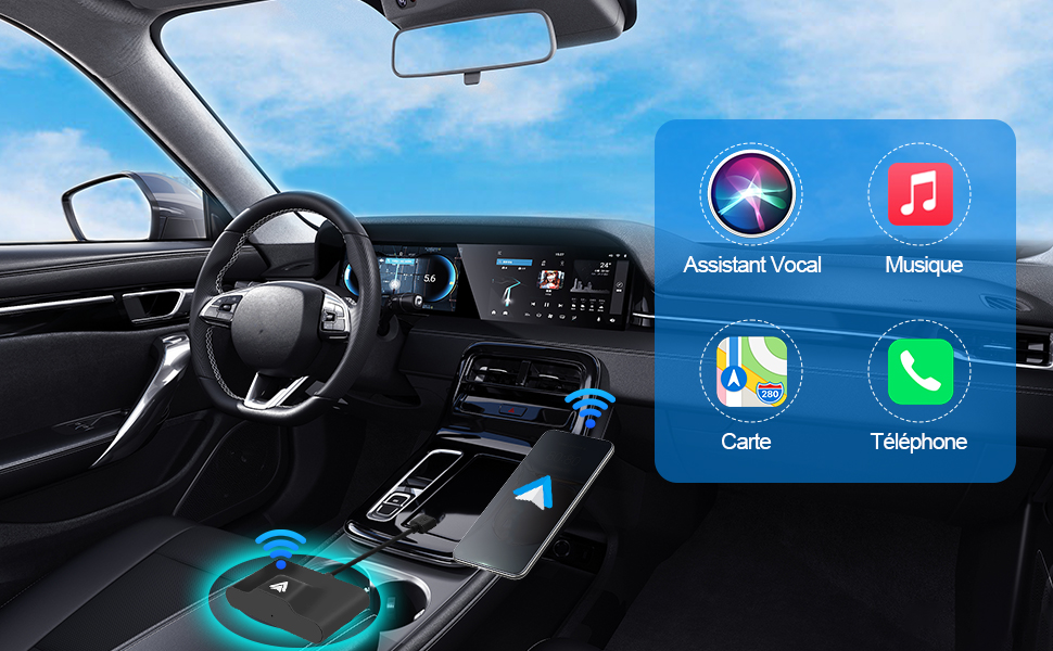 LEIFTSNE Adaptateur Android Auto sans fil,Dongle Android Auto Wireless Convertit Android Auto