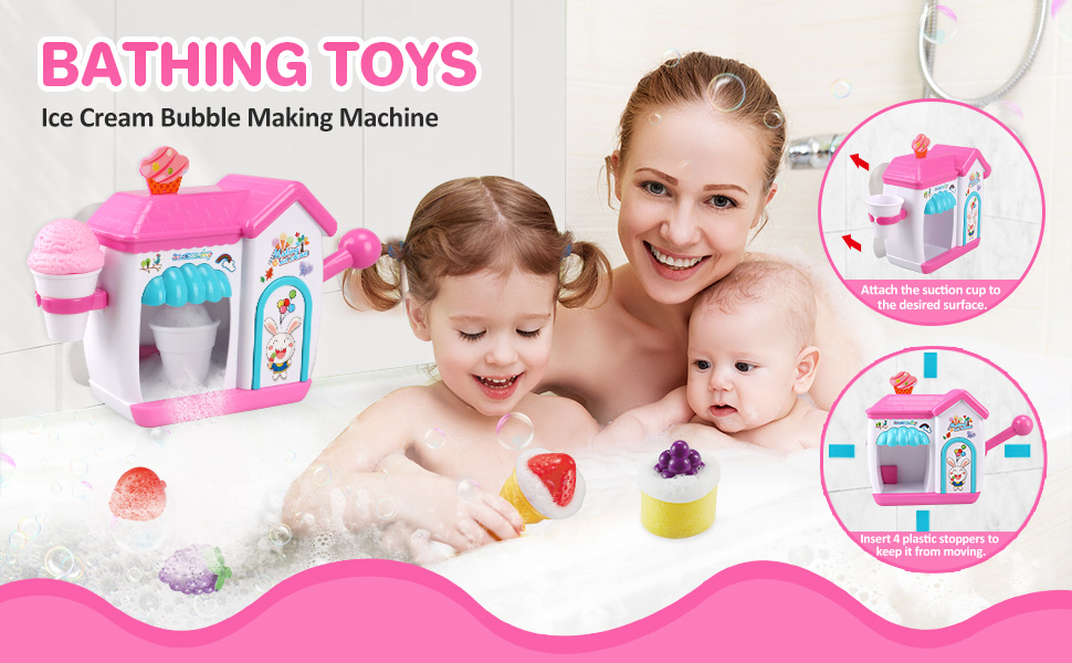 Gretex Toddler Bath Toys for 3 4 5 6 7 8 Years Old Girls, Bubble Ice Cream Maker