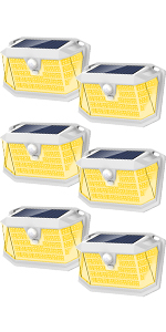 188LED Solar Motion Security Lights 6 PK-White