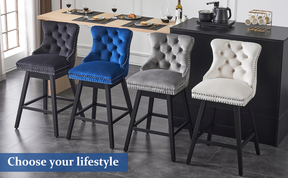 Fahomiss Counter Height Bar Stools, 360 Free Swivel Bar