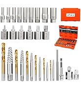 XEWEA New Kit 32PCS Upgrade Screw & Deep Bolt Extractor with Left Hand Drill Bit Set, Easy Out Re...