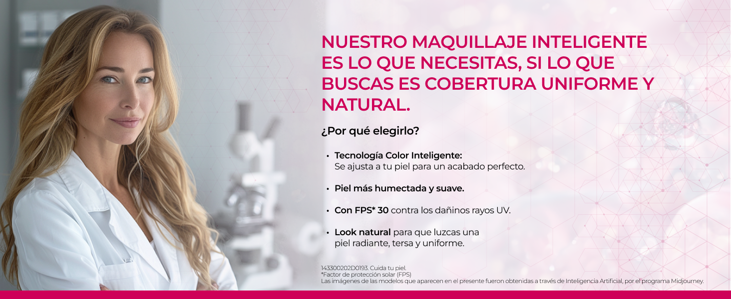 Cicatricure Maquillaje Liquido Color inteligente Autoajustable Cobertura unifome y natural Humecta