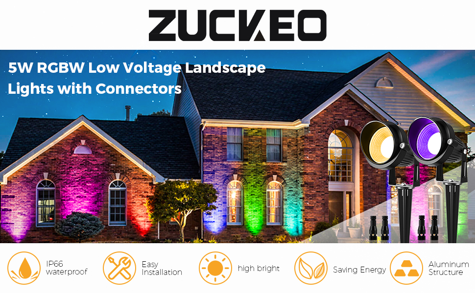 ZUCKEO 5W RGB Landscape Lighting Color Changing Low Voltage Landscape