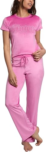 Juicy Couture Hot Pink 2 Piece Short Sleeve Tee and Pant Lounge Set