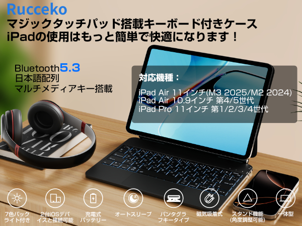 Amazon.co.jp: マジックキーボード付きケース iPad用 Rucceko