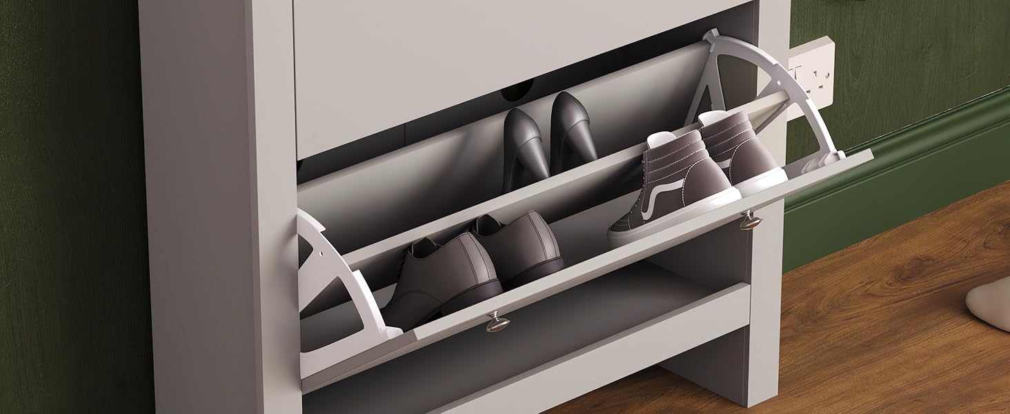 Vida Designs Arlington Shoe Engineered Wood, Grey & Oak, H 108